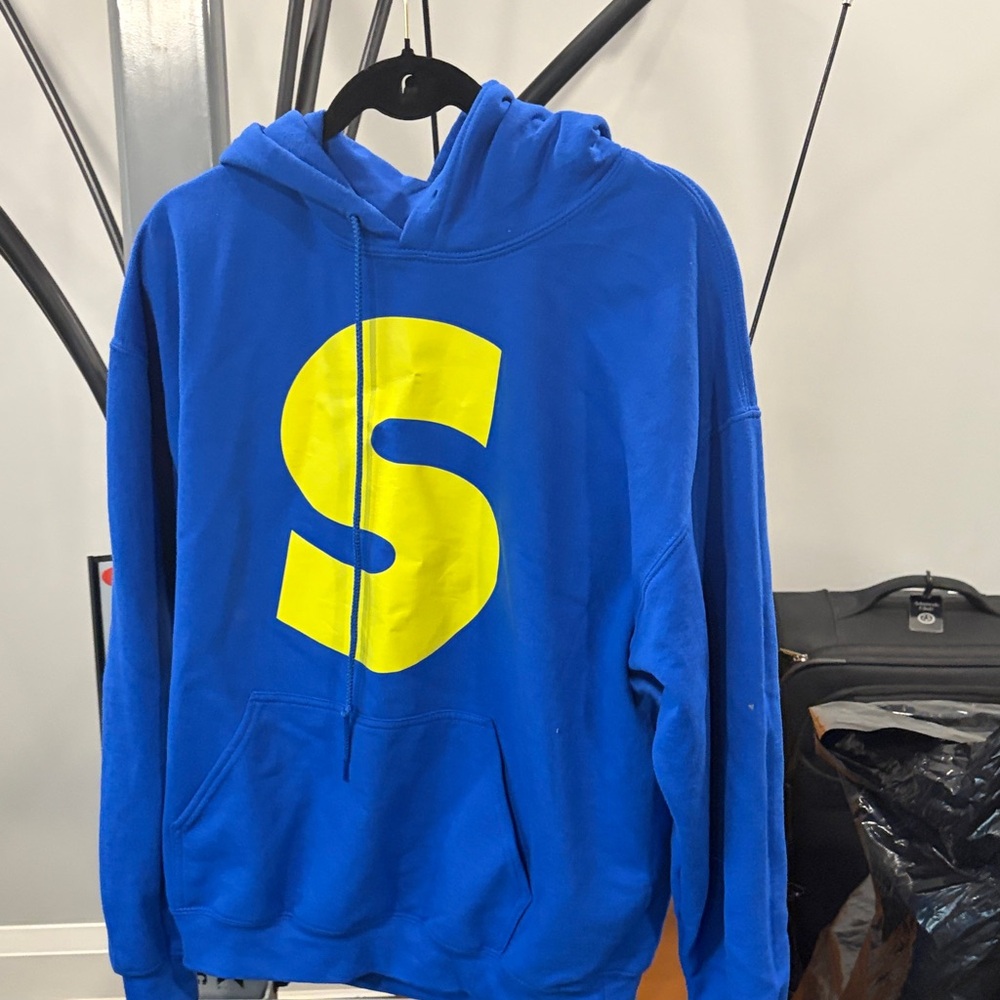 Gildan Blue Hoodie with Yellow 'S' Graphic - Men's